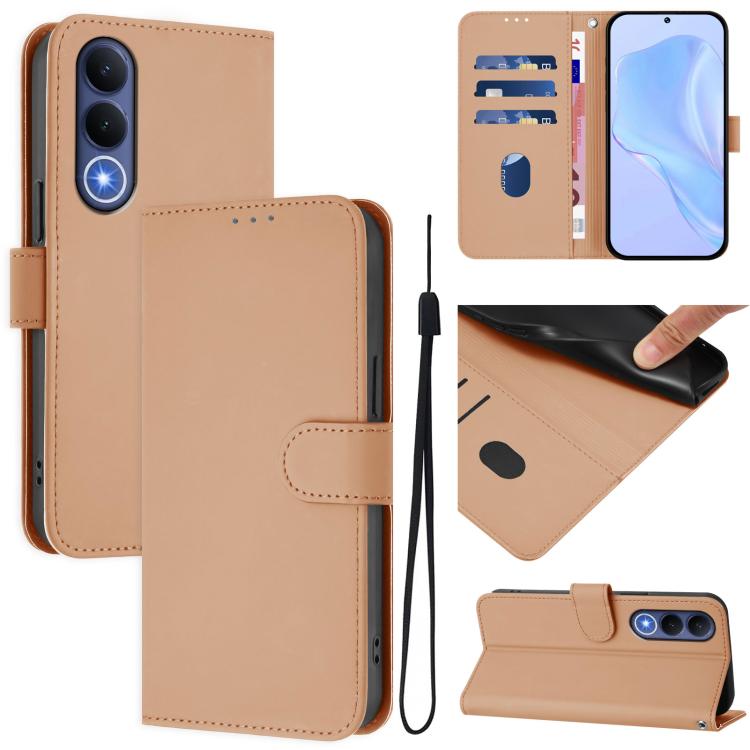 Skin Feel Solid Color Leather Phone Case with Lanyard, For vivo Y21 5G 2026 Global / Y05 4G, For vivo V70 FE 5G