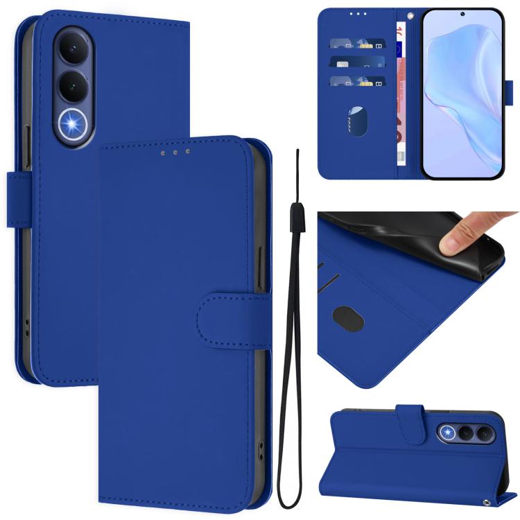 Skin Feel Solid Color Leather Phone Case with Lanyard, For vivo Y21 5G 2026 Global / Y05 4G, For vivo V70 FE 5G