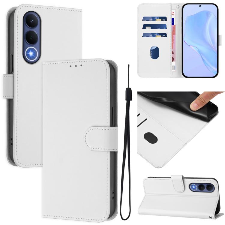 Skin Feel Solid Color Leather Phone Case with Lanyard, For vivo Y21 5G 2026 Global / Y05 4G, For vivo V70 FE 5G