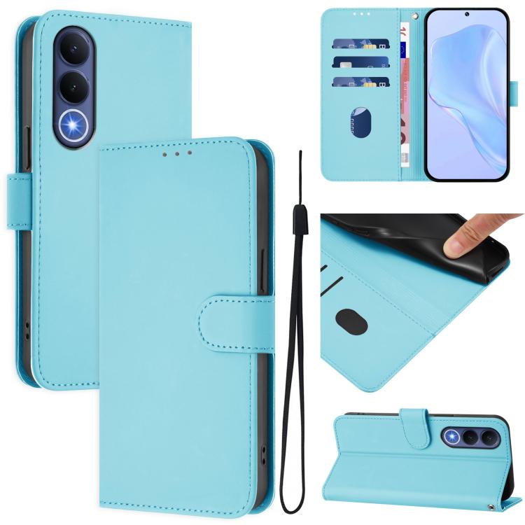 Skin Feel Solid Color Leather Phone Case with Lanyard, For vivo Y21 5G 2026 Global / Y05 4G, For vivo V70 FE 5G