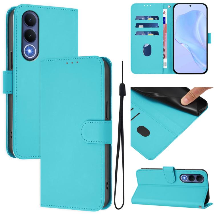Skin Feel Solid Color Leather Phone Case with Lanyard, For vivo Y21 5G 2026 Global / Y05 4G, For vivo V70 FE 5G