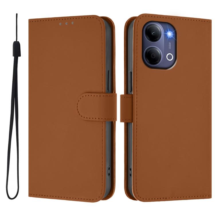 Skin Feel Solid Color Leather Phone Case with Lanyard, For vivo Y21 5G 2026 Global / Y05 4G, For vivo V70 FE 5G