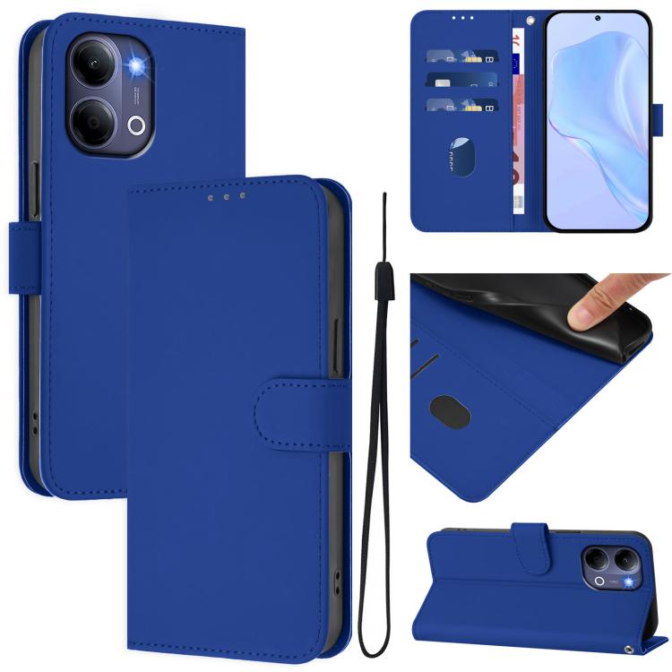 Skin Feel Solid Color Leather Phone Case with Lanyard, For vivo Y21 5G 2026 Global / Y05 4G, For vivo V70 FE 5G