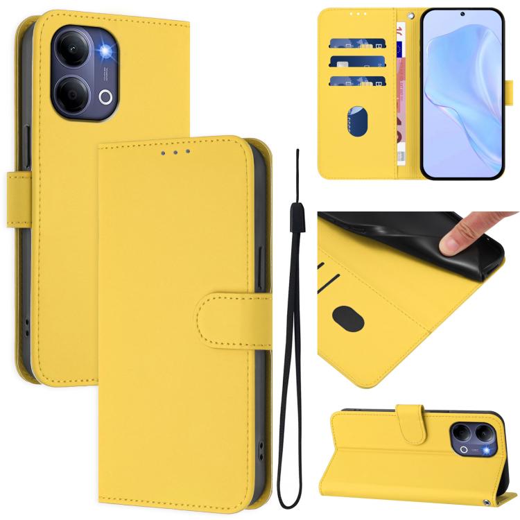Skin Feel Solid Color Leather Phone Case with Lanyard, For vivo Y21 5G 2026 Global / Y05 4G, For vivo V70 FE 5G
