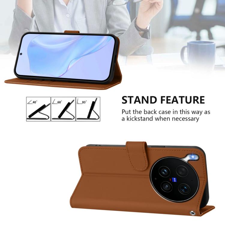 Skin Feel Solid Color Leather Phone Case with Lanyard, For vivo X300 Ultra, For vivo X300 Pro