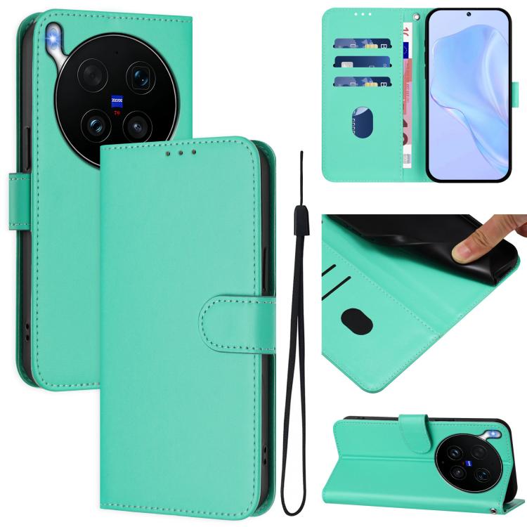 Skin Feel Solid Color Leather Phone Case with Lanyard, For vivo X300 Ultra, For vivo X300 Pro