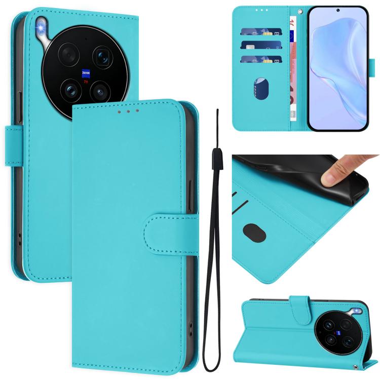 Skin Feel Solid Color Leather Phone Case with Lanyard, For vivo X300 Ultra, For vivo X300 Pro