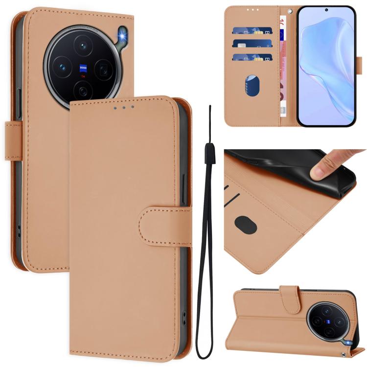 Skin Feel Solid Color Leather Phone Case with Lanyard, For vivo X300 FE 5G Zeiss/S50 Pro Mini 5G, For vivo X300s