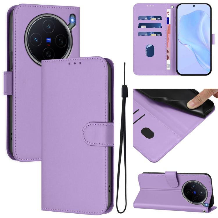 Skin Feel Solid Color Leather Phone Case with Lanyard, For vivo X300 FE 5G Zeiss/S50 Pro Mini 5G, For vivo X300s