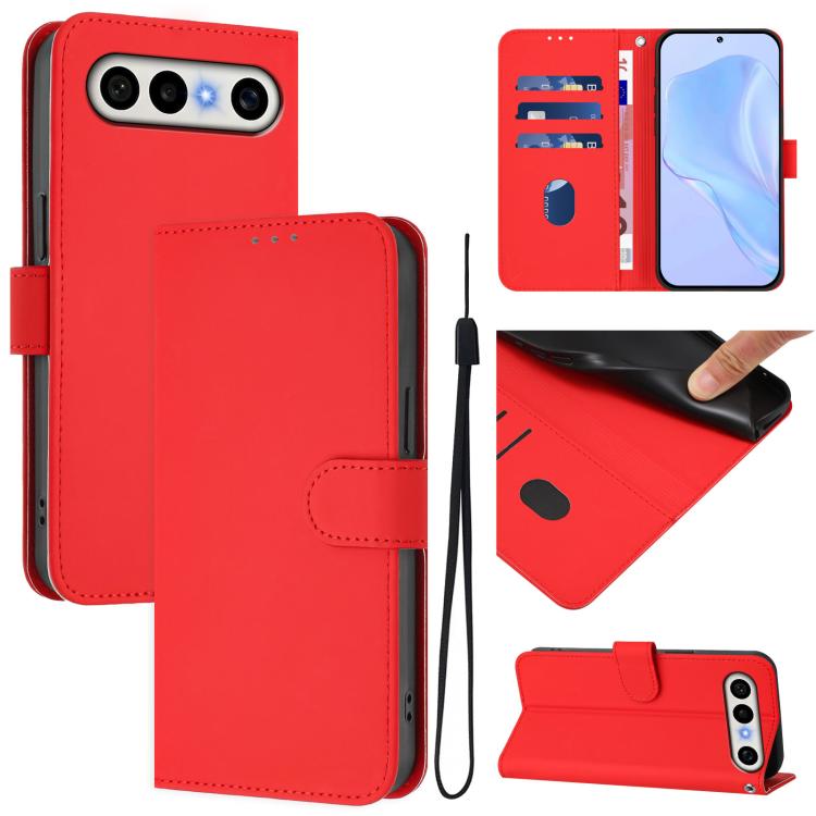 Skin Feel Solid Color Leather Phone Case with Lanyard, For vivo X300 FE 5G Zeiss/S50 Pro Mini 5G, For vivo X300s
