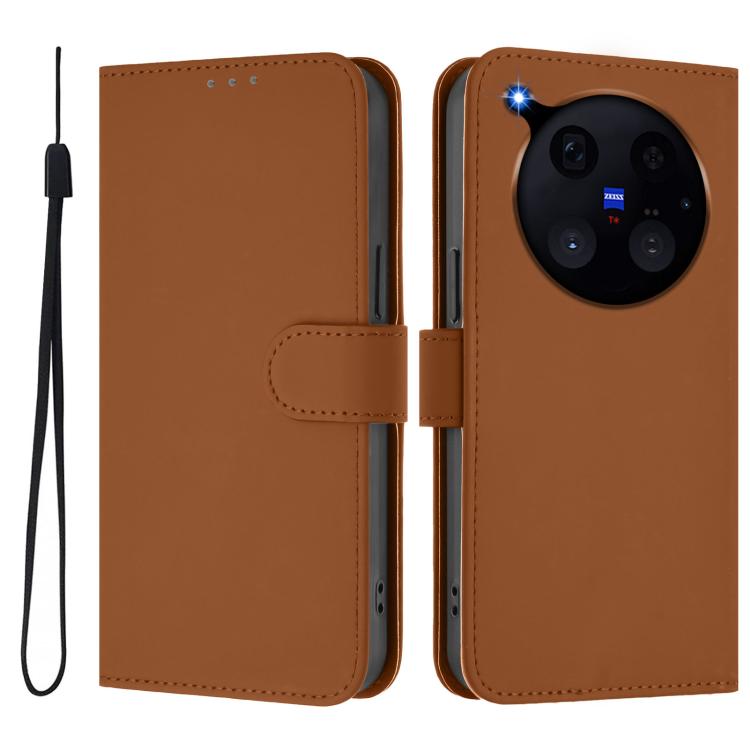 Skin Feel Solid Color Leather Phone Case with Lanyard, For vivo X500 Pro 5G, For vivo X500 Pro Max 5G