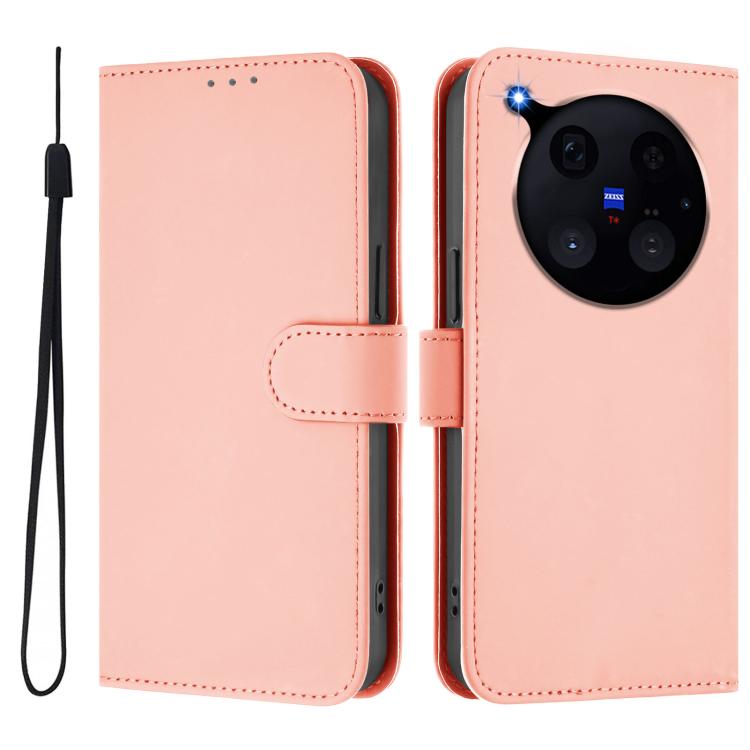 Skin Feel Solid Color Leather Phone Case with Lanyard, For vivo X500 Pro 5G, For vivo X500 Pro Max 5G