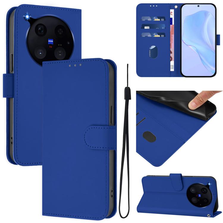 Skin Feel Solid Color Leather Phone Case with Lanyard, For vivo X500 Pro 5G, For vivo X500 Pro Max 5G