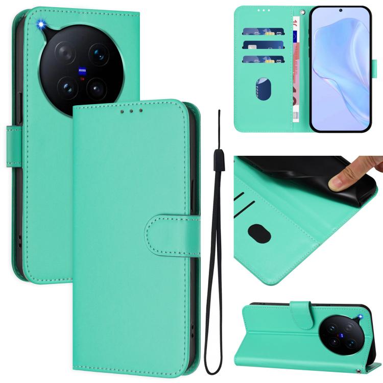 Skin Feel Solid Color Leather Phone Case with Lanyard, For vivo X500 Pro 5G, For vivo X500 Pro Max 5G