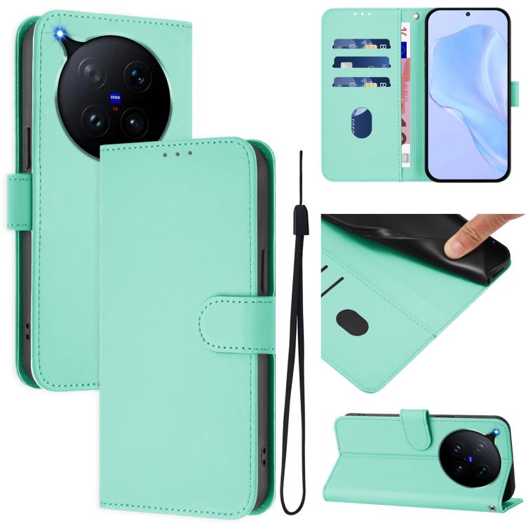 Skin Feel Solid Color Leather Phone Case with Lanyard, For vivo X500 Pro 5G, For vivo X500 Pro Max 5G