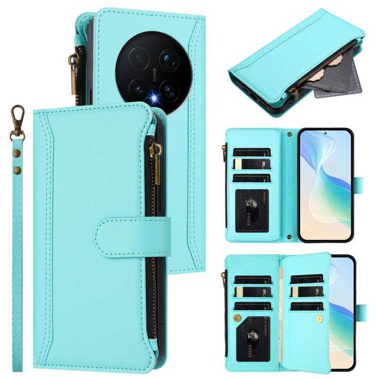 Magnetic Closure 9 Card Slots Zipper Leather Case with Hand Strap, For Honor Magic8 Pro, For Honor Magic8