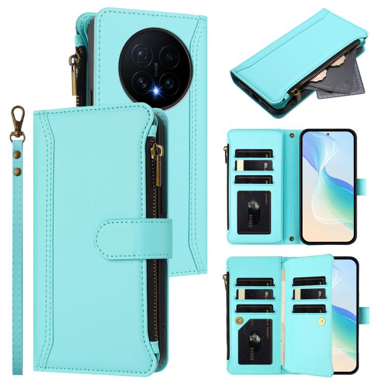 Magnetic Closure 9 Card Slots Zipper Leather Case with Hand Strap, For Honor Magic8 Pro, For Honor Magic8