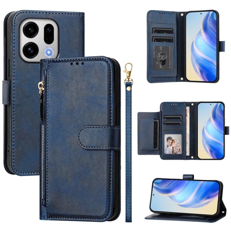 Multi-Card Slots Zipper Wallet Leather Phone Case, For OPPO Find X9, For OPPO Find X9 Pro