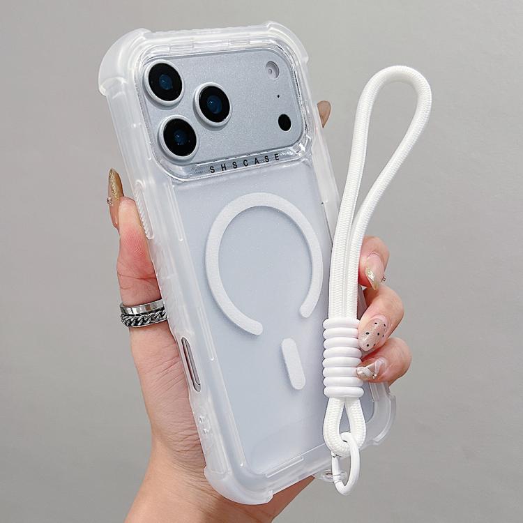 Transparent Matte TPU Hybrid PC 3-in-1 MagSafe Phone Case with Wrist Strap, For iPhone 18 Pro / 17 Pro, For iPhone 18 Pro Max / 17 Pro Max, For iPhone 17, For iPhone Air, For iPhone 16 Pro Max, For iPhone 16 Pro, For iPhone 16 Plus, For iPhone 16