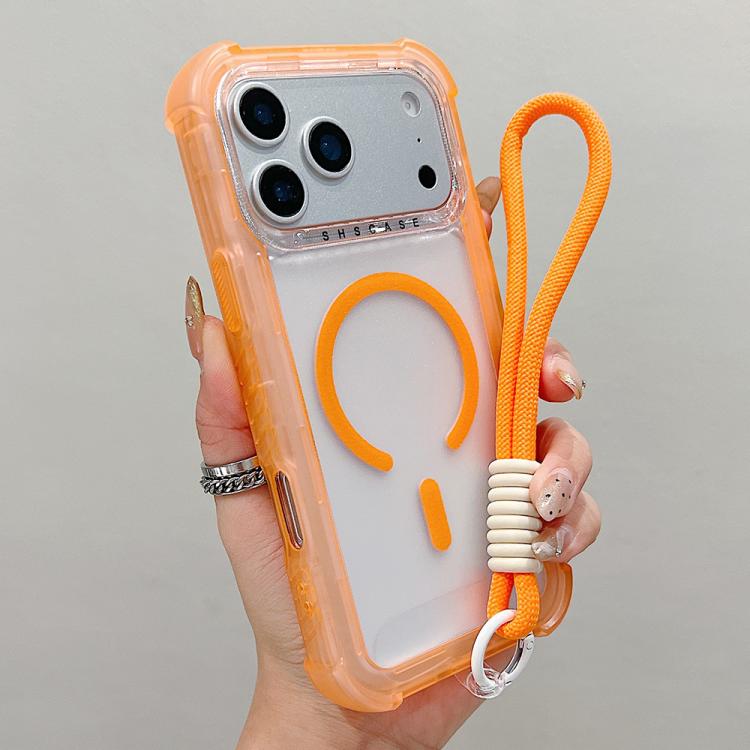 Transparent Matte TPU Hybrid PC 3-in-1 MagSafe Phone Case with Wrist Strap, For iPhone 18 Pro / 17 Pro, For iPhone 18 Pro Max / 17 Pro Max, For iPhone 17, For iPhone Air, For iPhone 16 Pro Max, For iPhone 16 Pro, For iPhone 16 Plus, For iPhone 16