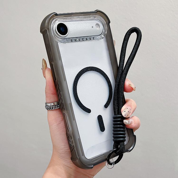 Transparent Matte TPU Hybrid PC 3-in-1 MagSafe Phone Case with Wrist Strap, For iPhone 18 Pro / 17 Pro, For iPhone 18 Pro Max / 17 Pro Max, For iPhone 17, For iPhone Air, For iPhone 16 Pro Max, For iPhone 16 Pro, For iPhone 16 Plus, For iPhone 16