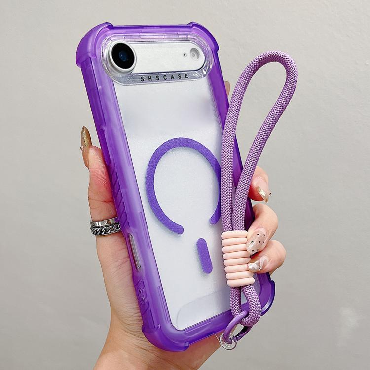 Transparent Matte TPU Hybrid PC 3-in-1 MagSafe Phone Case with Wrist Strap, For iPhone 18 Pro / 17 Pro, For iPhone 18 Pro Max / 17 Pro Max, For iPhone 17, For iPhone Air, For iPhone 16 Pro Max, For iPhone 16 Pro, For iPhone 16 Plus, For iPhone 16