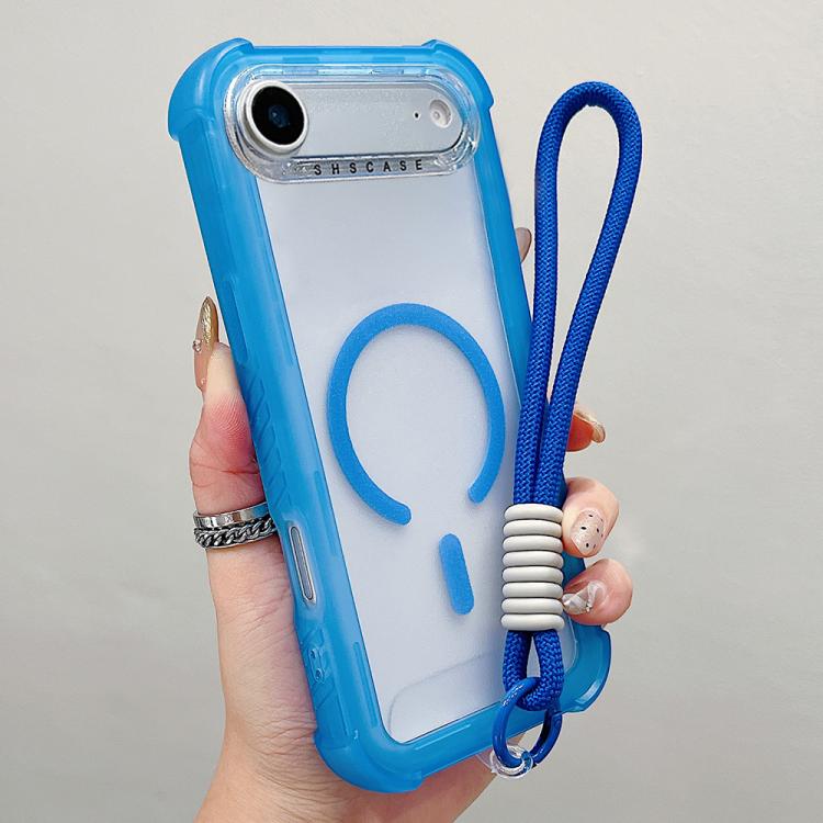 Transparent Matte TPU Hybrid PC 3-in-1 MagSafe Phone Case with Wrist Strap, For iPhone 18 Pro / 17 Pro, For iPhone 18 Pro Max / 17 Pro Max, For iPhone 17, For iPhone Air, For iPhone 16 Pro Max, For iPhone 16 Pro, For iPhone 16 Plus, For iPhone 16