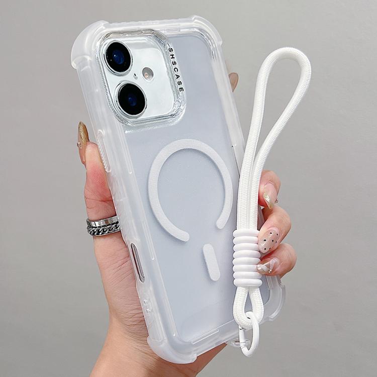 Transparent Matte TPU Hybrid PC 3-in-1 MagSafe Phone Case with Wrist Strap, For iPhone 18 Pro / 17 Pro, For iPhone 18 Pro Max / 17 Pro Max, For iPhone 17, For iPhone Air, For iPhone 16 Pro Max, For iPhone 16 Pro, For iPhone 16 Plus, For iPhone 16