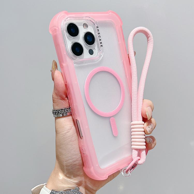 Transparent Matte TPU Hybrid PC 3-in-1 MagSafe Phone Case with Wrist Strap, For iPhone 18 Pro / 17 Pro, For iPhone 18 Pro Max / 17 Pro Max, For iPhone 17, For iPhone Air, For iPhone 16 Pro Max, For iPhone 16 Pro, For iPhone 16 Plus, For iPhone 16