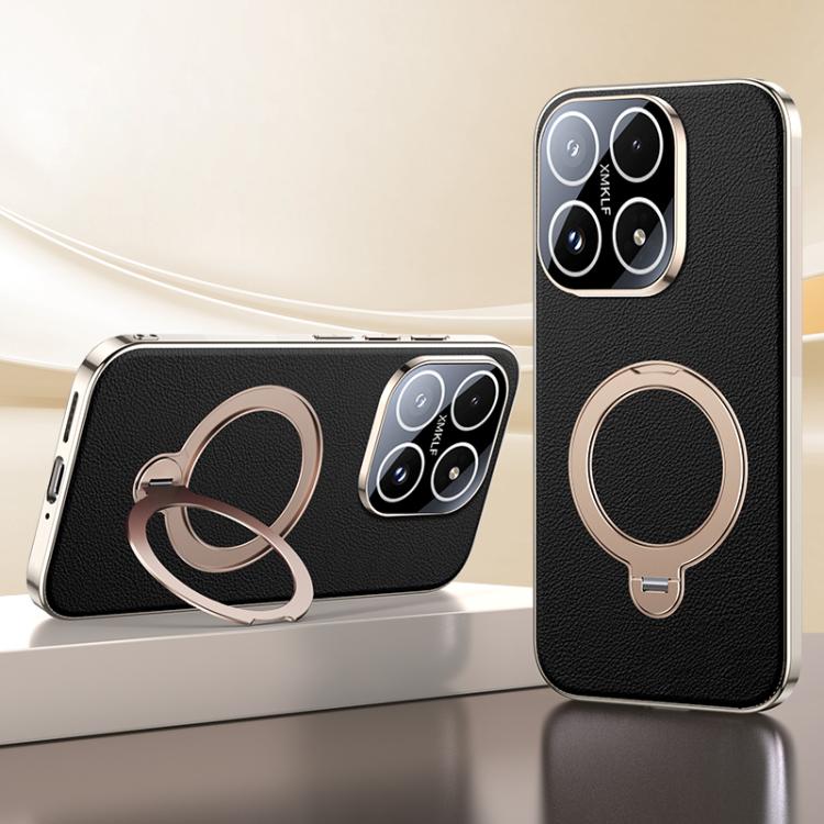 Skin Feel Leather Texture Cooling MagSafe Phone Case with 360 Degrees Rotating Holder, For Xiaomi 17 Pro Max, For Xiaomi 17 Pro, For Xiaomi 17