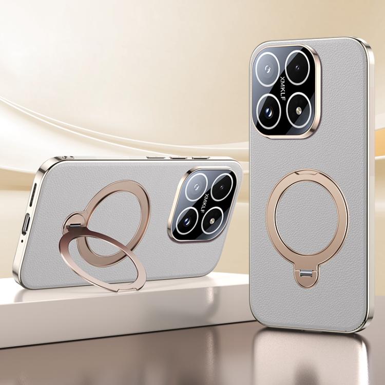 Skin Feel Leather Texture Cooling MagSafe Phone Case with 360 Degrees Rotating Holder, For Xiaomi 17 Pro Max, For Xiaomi 17 Pro, For Xiaomi 17