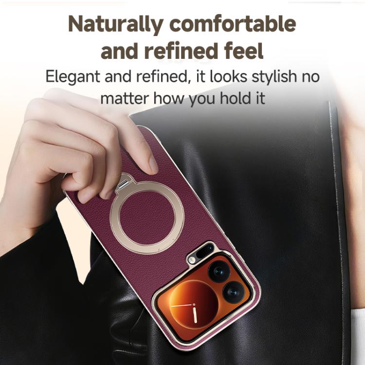 Skin Feel Leather Texture Cooling MagSafe Phone Case with 360 Degrees Rotating Holder, For Xiaomi 17 Pro Max, For Xiaomi 17 Pro, For Xiaomi 17