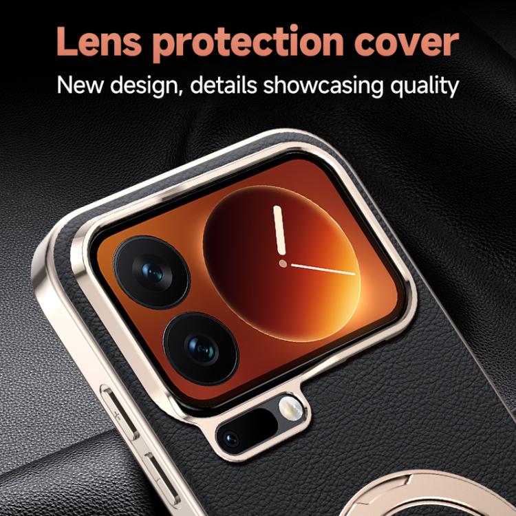 Skin Feel Leather Texture Cooling MagSafe Phone Case with 360 Degrees Rotating Holder, For Xiaomi 17 Pro Max, For Xiaomi 17 Pro, For Xiaomi 17