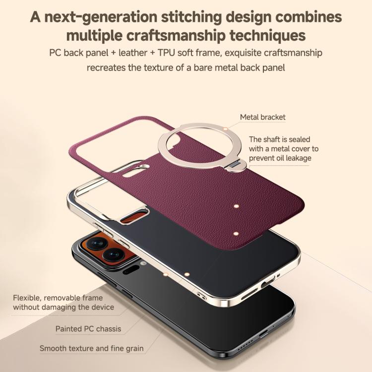 Skin Feel Leather Texture Cooling MagSafe Phone Case with 360 Degrees Rotating Holder, For Xiaomi 17 Pro Max, For Xiaomi 17 Pro, For Xiaomi 17