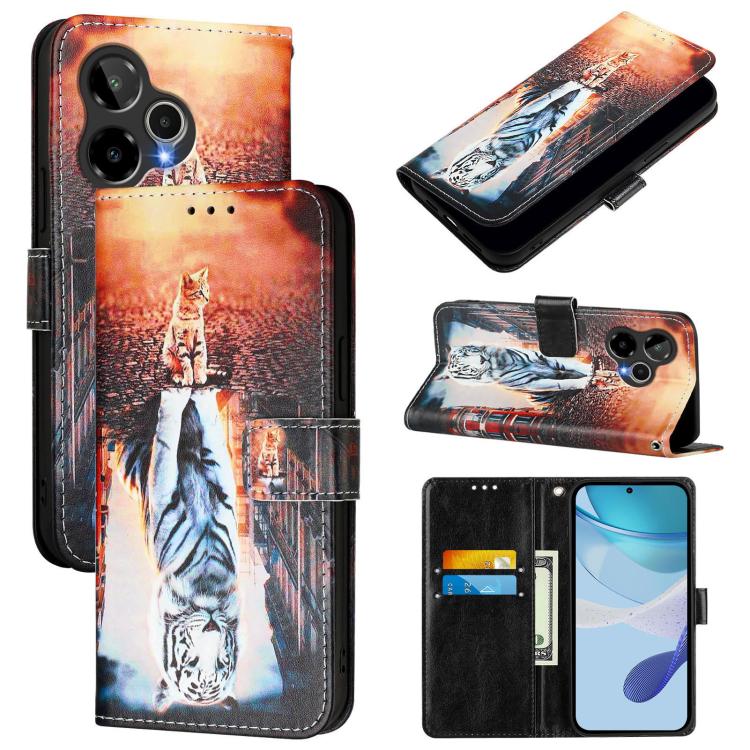 Colored Drawing Pattern Plain Weave Leather Phone Case, For Cricket Icon Plus 2026