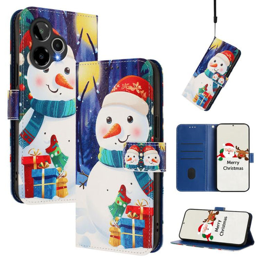 Christmas Series Buckle Leather Phone Case with Hand Strap, For Cricket Icon Plus 2026 / Icon 7 5G