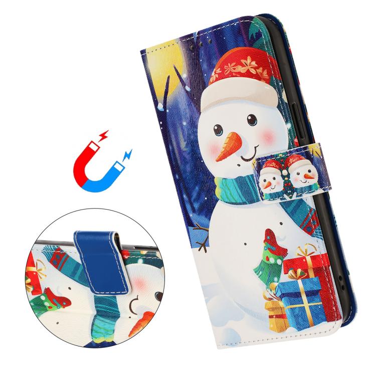 Christmas Series Buckle Leather Phone Case with Hand Strap, For Cricket Icon Plus 2026 / Icon 7 5G