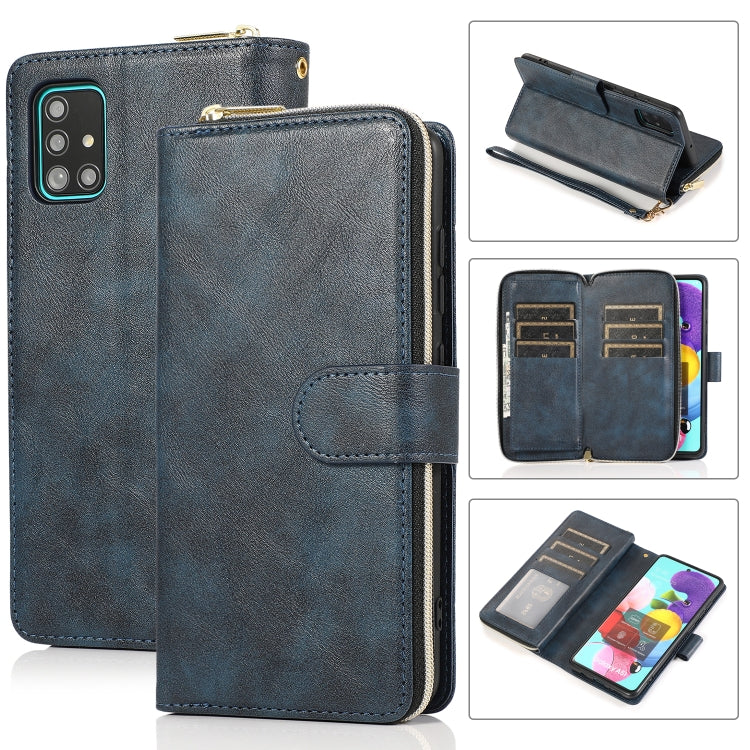 Zipper Wallet Bag Horizontal Flip PU Leather Case with Holder & 9 Card Slots & Wallet & Lanyard & Photo Frame, For Samsung Galaxy A51, For Samsung Galaxy A51 5G, For Samsung Galaxy A70, For Samsung Galaxy A71, For Samsung Galaxy A71 5G                 ...