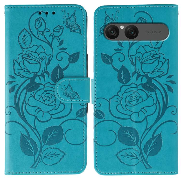 Rose Butterfly Embossed Leather Phone Case, For Sony Xperia 10 VII