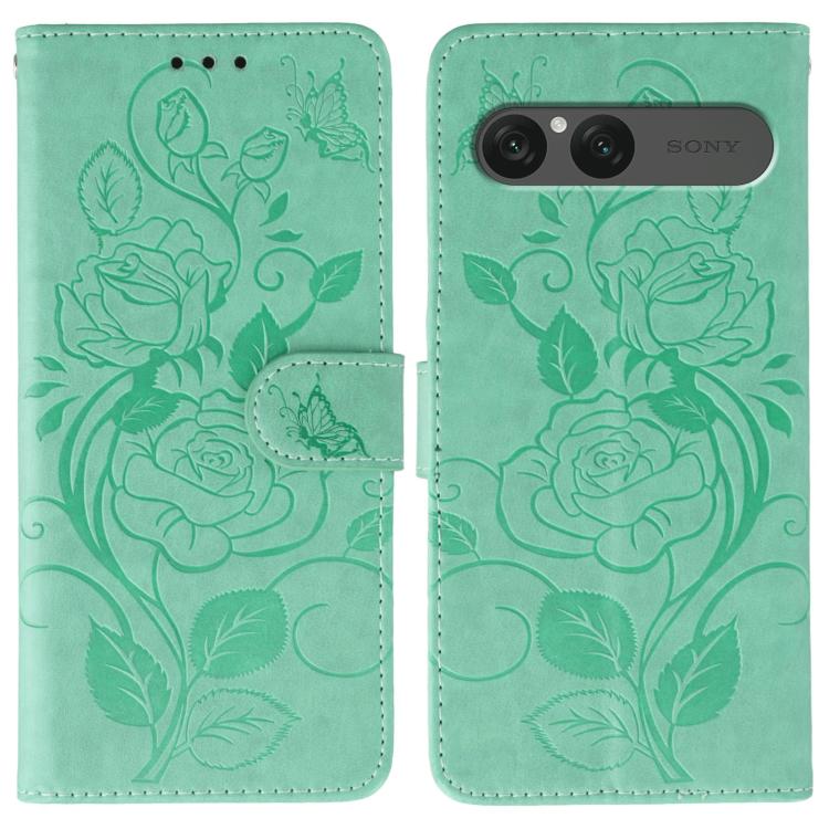 Rose Butterfly Embossed Leather Phone Case, For Sony Xperia 10 VII
