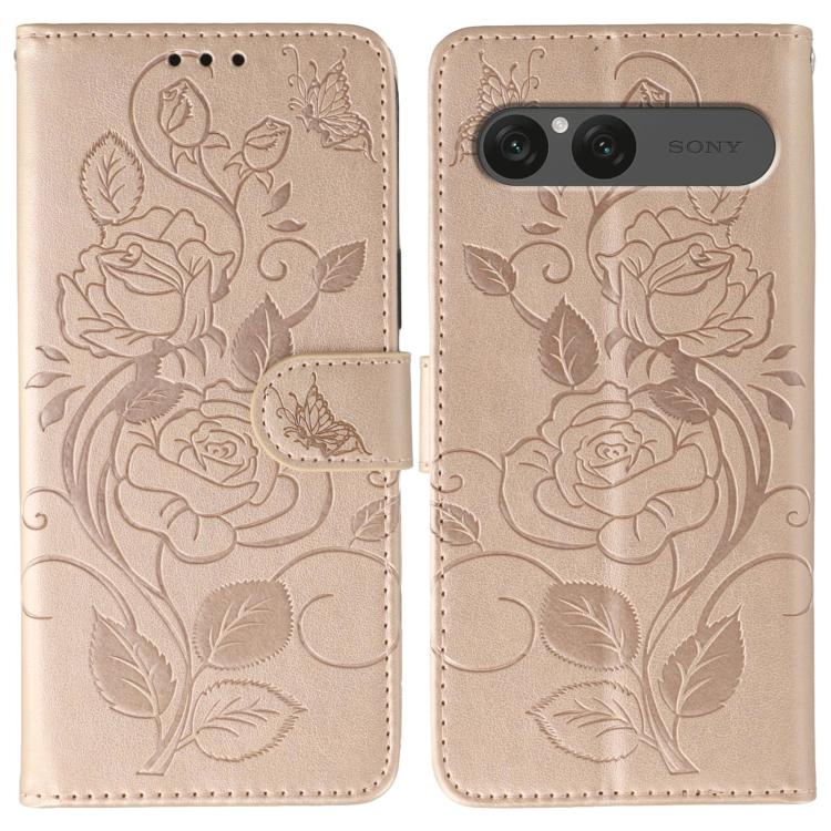 Rose Butterfly Embossed Leather Phone Case, For Sony Xperia 10 VII