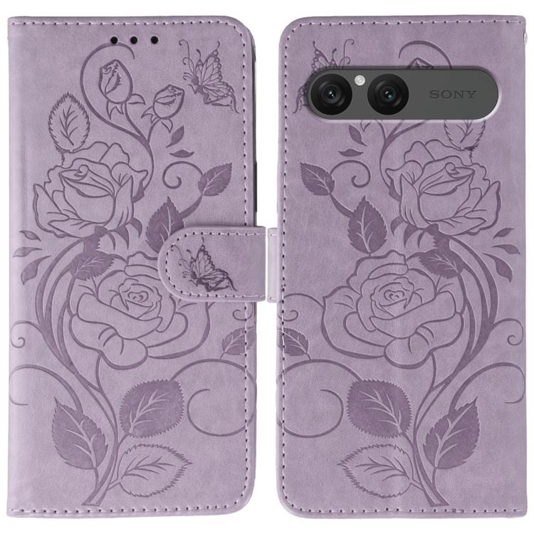 Rose Butterfly Embossed Leather Phone Case, For Sony Xperia 10 VII