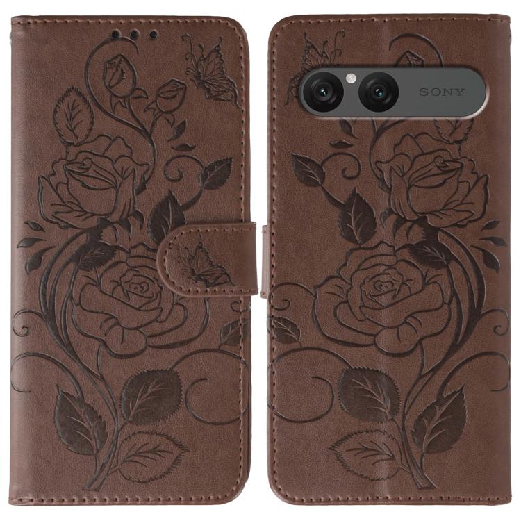Rose Butterfly Embossed Leather Phone Case, For Sony Xperia 10 VII