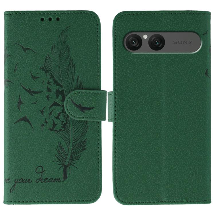 Feather Pattern Litchi Texture Leather Phone Case, For Sony Xperia 10 VII