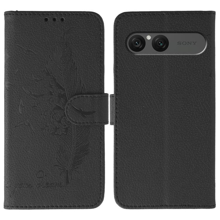 Feather Pattern Litchi Texture Leather Phone Case, For Sony Xperia 10 VII