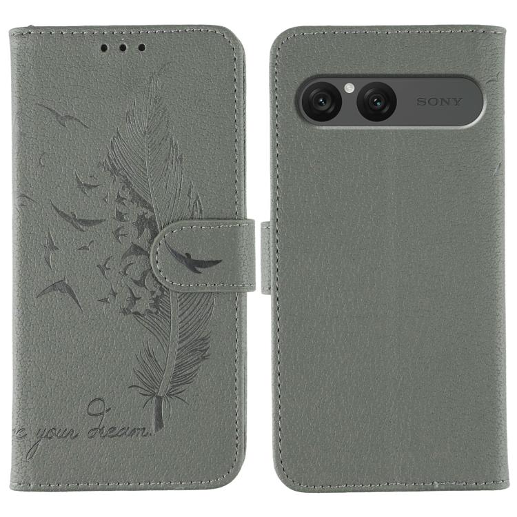 Feather Pattern Litchi Texture Leather Phone Case, For Sony Xperia 10 VII