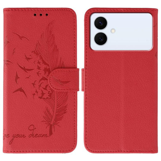Feather Pattern Litchi Texture Leather Phone Case, For Samsung Galaxy S26 Edge 5G