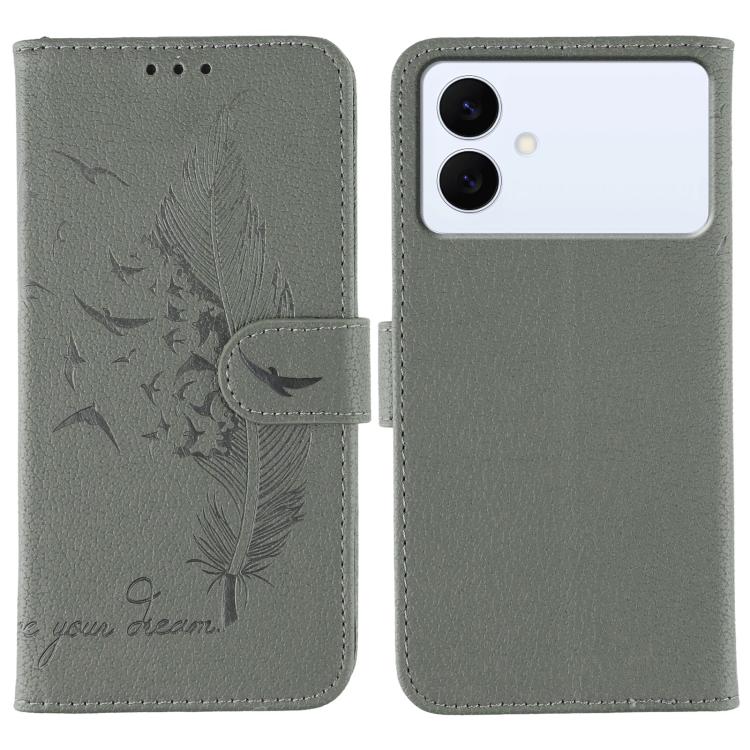 Feather Pattern Litchi Texture Leather Phone Case, For Samsung Galaxy S26 Edge 5G