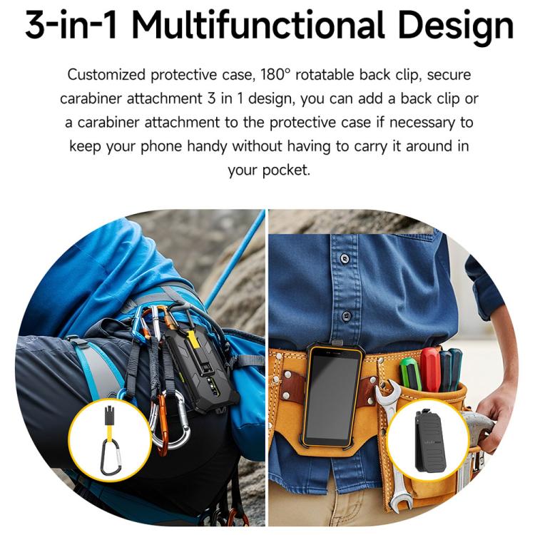 Ulefone Armor Back Clip Phone Case with Carabiner, For Ulefone RugKing 2 Pro, For Ulefone RugKing 3 Pro, For Ulefone RugKing 4 Pro, For Ulefone RugKing