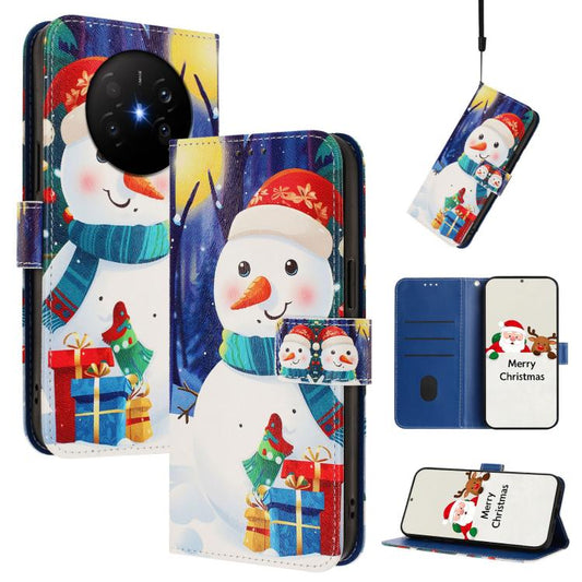 Christmas Series Buckle Leather Phone Case with Hand Strap, For Huawei Mate 70 Air